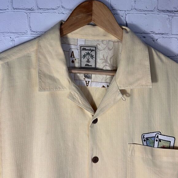 Montego Mon Ocean Club Casino Poker 100% Silk Shirt Hawaiian Beach Camp Size L - Picture 4 of 8